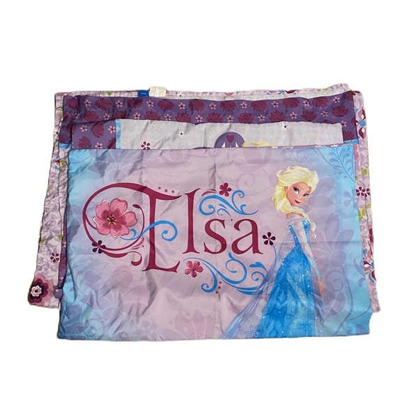 Disney Frozen Elsa Flat Sheet & Pillow Cover Anna Purple Blue - Picture 1 of 6